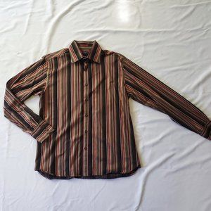 Men's TED BAKER LONDON Stripe Button Long Sleeve Dress Shirt Black Sz S EUC